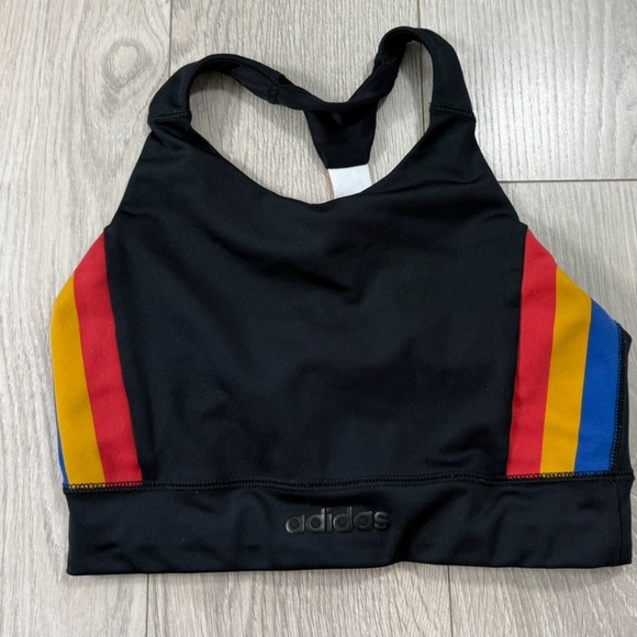 Adidas x Farm Rio Black Stripe Multi Sports Bra Crop Top - Picture 6 of 15